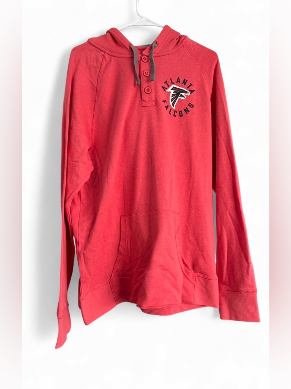 New NFL Team Apparel Atlanta Falcons Red Henley Hoodie Size XL